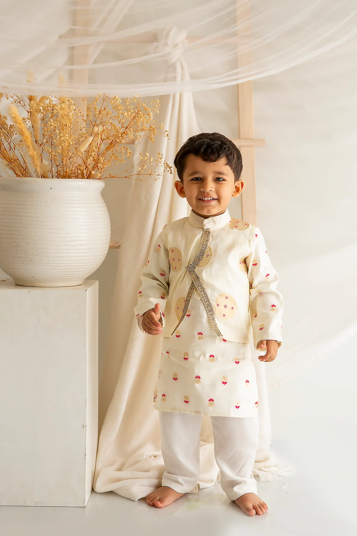 Ivory Embroidered Jacket Set