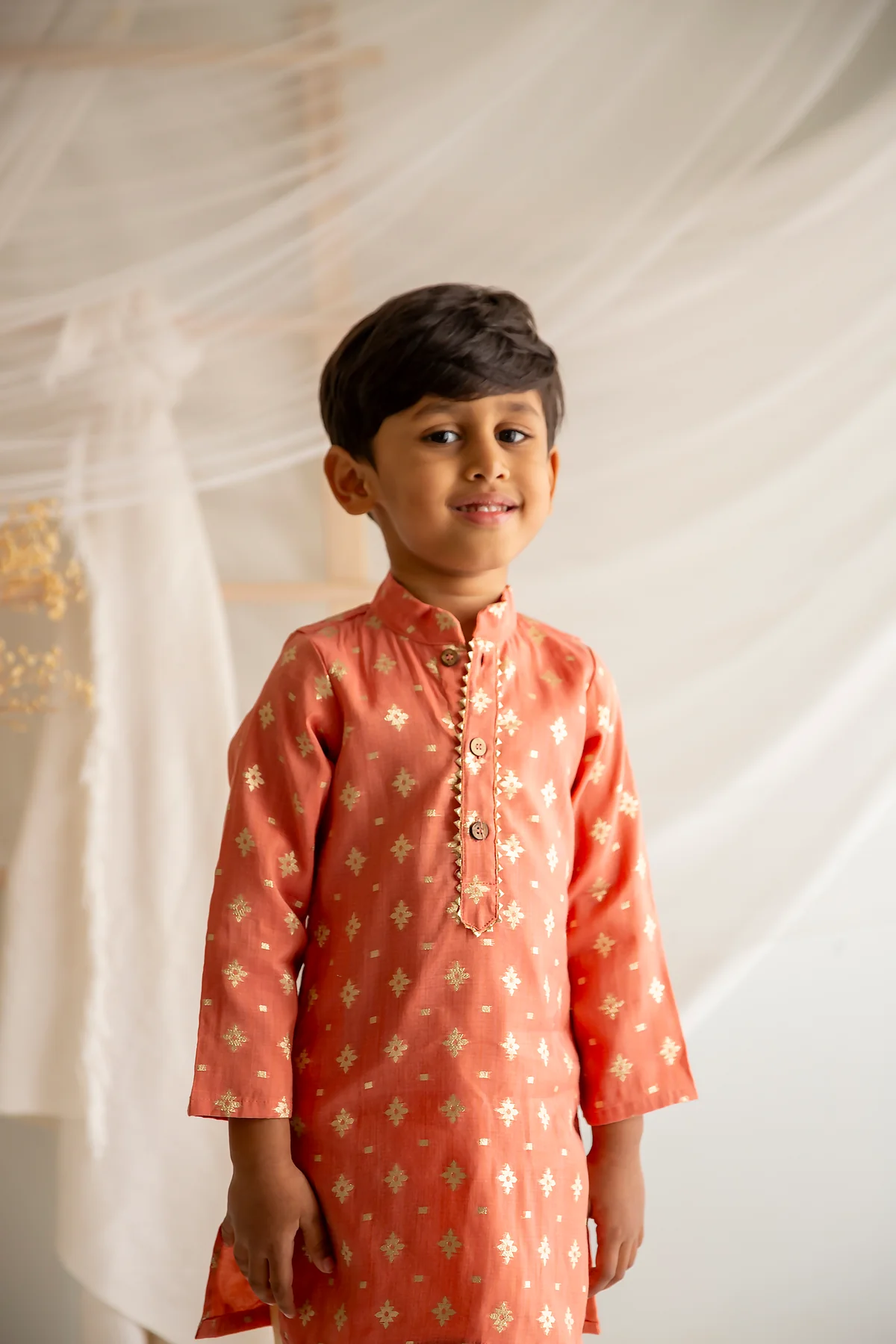 Coral Zari Kurta Set