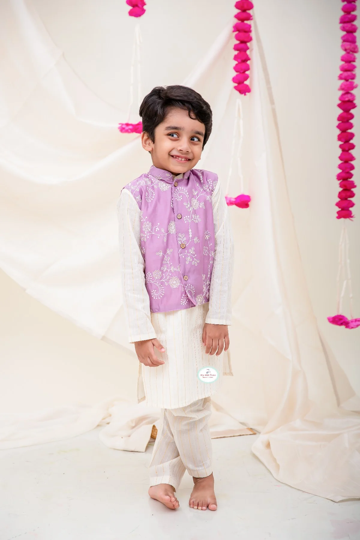 Lilac Embroidered Waistcoat Set