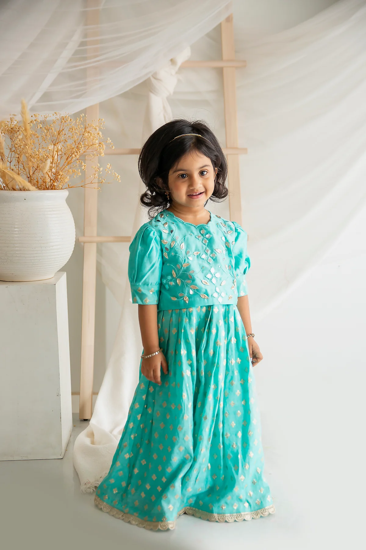 Turquoise Gota Festive Dress
